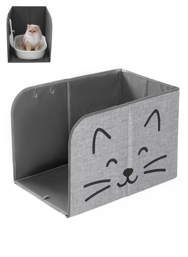 Beveetio Waterproof Cat Litter Box Enclosure Splash Guard, Foldable Cat Box Enclosure with Removable Mat & 2 Hooks for Scoop, Easy to Clean, Large Pee Shield for Litter Pan, 24"L X 16.14"W X 16.14"H - Image 1